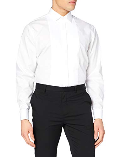 Seidensticker Tailored Langarm mit Kent-Kragen Umschlagmanschette bügelfrei Camisa de Vestir, Blanco (weiß 1), 40 para Hombre