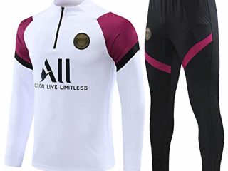 SHCOOCY Chándales de fútbol Portugal para hombre, chándal de entrenamiento de fútbol para club de fútbol PṢG chándal de manga larga para adultos Paris, primavera y otoño unisex (Blanco 2, l)