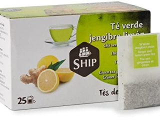 Ship - Té Verde de Jengibre y Limón en Caja de 25 Unidades - Propiedades Antioxidantes - Ayuda a Activar la Mente - Aporta Vitaminas y Minerales - Proporciona Bienestar y Tranquilidad - Sabor Dulce