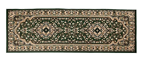 SIMBAD E951A Alfombra Corsia Floral Clásica Alfombra pasillo (Green, 80 x 300 cm)