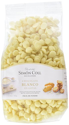 Simón Coll Gotas de Chocolate (Chocolate Blanco) 500 gr Especial Respostería – Chocolate Fondue ideal Fuente en Cascada