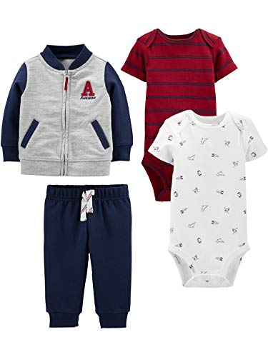 Simple Joys by Carter's 4-Piece Fleece Jacket, Pant, and Bodysuit Set Infant Toddler-Pants-Clothing-Sets, Azul/Rojo, 18 Meses