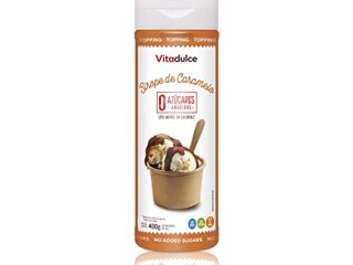 Sirope de caramelo sin azúcares añadidos, Sirope bajo en calorías, Topping de caramelo 400 gr - Vitadulce