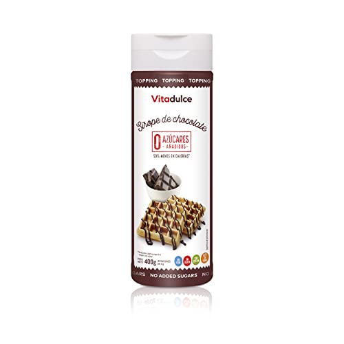 Sirope de chocolate sin azúcares añadidos, Topping de chocolate, Sirope bajo en calorías 400 gr - Vitadulce