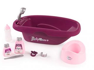 Smoby Baby Nurse-Bañera para Muñecos de hasta 42cm, Incluye 7 Accesorios para el Baño, con Ducha Extraíble, para Niños a Partir de 3 Años (220359), Multicolor