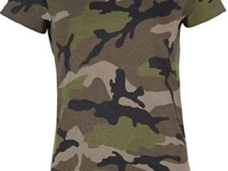 SOLS- Camiseta de Manga Corta Camo para Chica/Mujer (M) (Camuflaje)