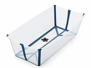 STOKKE® Flexi Bath® Extragrande - Bañera de bebé plegable para ducha │ Piscina portátil antideslizante para niños hasta los 6 años - Color: XL Transparent Blue