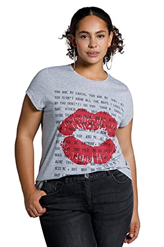 Studio Untold T-Shirt, Classic Fit, Rundhals, Halbarm, Kussmund Camiseta, Gris Claro, 44 para Mujer