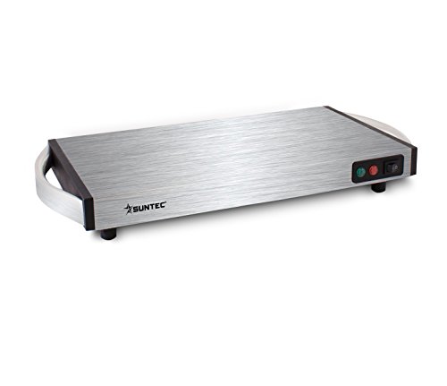 SUNTEC Placa calefactora de acero inoxidable – Eléctrica y sin cables – Sirva la comida caliente – Para mantener calientes platos como la sopa – Calientaplatos para bufés – WHP-8472 cordless