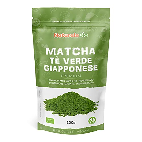 Té Verde Matcha Orgánico Japonés En Polvo - Grado Premium - 100g. Té Matcha Biológico Japonés. Té Bio Grado Premium. Matcha Ecológico Cultivado En Japón, Uji, Kyoto. Ideal Para Beber, Cocina, Latte