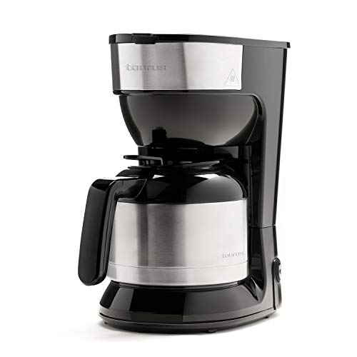 Taurus Montesco - Cafetera de goteo, 1l, hasta 10 tazas, jarra cristal, antigoteo automático, placa calefactora mantén café caliente, fácil uso, filtro permanente-lavable, rápida, 900W, negra, inox