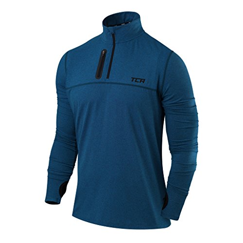 TCA Hombre y Niño Pro Performance Camiseta Compresión Termica para Raunning - Camiestas Deporte Manga Larga - Azul Marino, XL