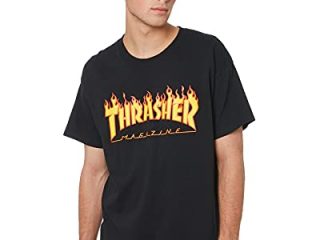 THRASHER Flame Camiseta, Unisex Adulto, Black, S