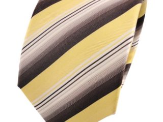 TigerTie diseñador corbata de seda - amarillo pálido marrón beige rayas