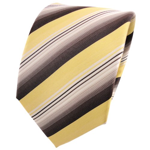 TigerTie diseñador corbata de seda - amarillo pálido marrón beige rayas