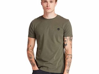 Timberlande los Hombres Camiseta Ajustada Dun River Crew, Verde, S