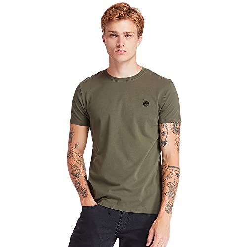 Timberlande los Hombres Camiseta Ajustada Dun River Crew, Verde, S
