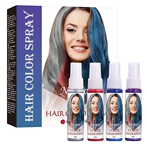 Tinte de Cabello, Spray de Cabello Colorido, Temporales de Cabello, Tiza para el Cabello, 4 Colores Temporal Tiza de Pelo No Tóxicas Lavables Color de Tiza Para Niños DIY Fiesta y Cosplay