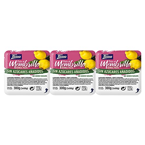 TIRMA, S.A. Dulce De Membrillo, Sin Azúcares Añadidos, (3 Paquetitos X 100g Cada Unidad), 300g