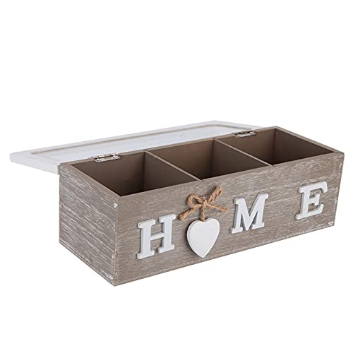 Tissting Caja de Madera Exquisita Caja de Almacenamiento de Madera para Organizar y Exhibir Joyero Caja de Decoración de Escritorio Retro Europea Artesanía de Madera Hecha a Mano Pura (3 Cells)