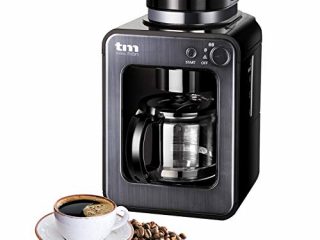 TM Electron TMPCF020G Mini cafetera de Goteo con Molinillo Grano, 4 Tazas, 600W y Filtro Lavable Compatible con café molido, 6 Cups, Acero Inoxidable, Grafito