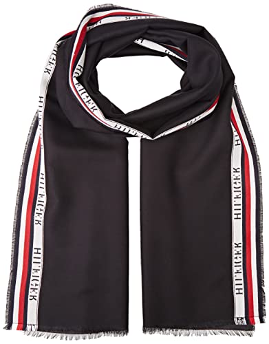 Tommy Hilfiger Spwm Hilfiger Selvedge-Bufanda, Negro, Taille Unique para Hombre