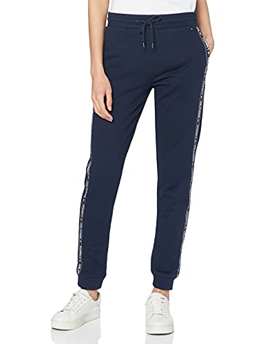 Tommy Hilfiger Tape J Joggers con Cintura Elástica, Cordón y Logo, Azul (Navy Blazer), XS para Mujer