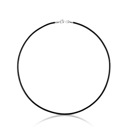 TOUS Collar Gargantilla Mujer de cuero con cierre de Plata de Primera Ley - Largo 40 cm Título
