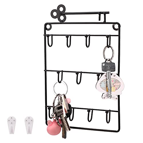 TSLBW Cuelga Llaves Pared Colgador 11 Ganchos Guardallaves Decorativo Ganchos de Metal Colgador para Llaves de Pared para Dormitorio, Entrada, Baño, Negro