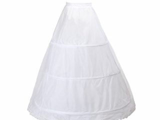 TUKA Enagua 3 Aros, Largo Miriñaque, Crinolina Boda, Aros Ajustable, tamaño M, Conveniente para el EU tamaño 34 - tamaño 40, Blanco, TKB0005 White