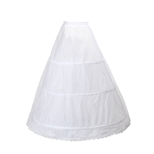 TUKA Enagua 3 Aros, Largo Miriñaque, Crinolina Boda, Aros Ajustable, tamaño M, Conveniente para el EU tamaño 34 - tamaño 40, Blanco, TKB0005 White