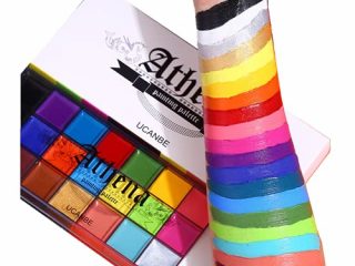 UCANBE Pintura facial y corporal, 20 colores Pintura al óleo profesional Flash Tattoo Maquillaje Paleta Pintura Arte Fiesta de Halloween Vestido elegante Paleta de belleza