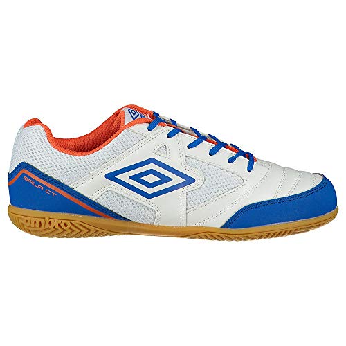 Umbro Sala CT, Zapatilla de fútbol Sala, White-Regal Blue-Tangerine Tango, Talla 7 US (40 EU)