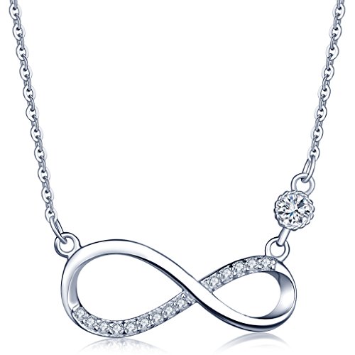 Unendlich U-Collares Mujer Plata de Ley 925 Colgante Infinito Diamante