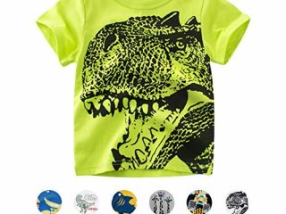 Unisexo Bebé Niños Dibujos Animados Animal Modelo Camiseta Dinosaurio/Tiburón/Coche Verano Corto Manga Tops (4-5 Años, A-Verde)
