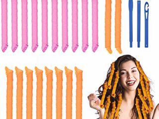 URAQT Sin Rizadores de Calor, 20 Piezas Rizos en Espiral Rizadores de Pelo, Rulos para Cabello Largo con Ganchos para Peinar, Herramientas de Peinado de Bricolaje para Mujeres Niña, 55cm