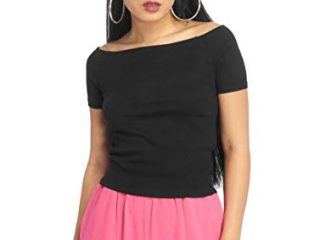 Urban Classics Ladies Off Shoulder Rib tee Camiseta, Negro, M para Mujer