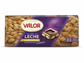 Valor - Chocolate con Leche con Almendras Enteras Mediterráneas - Sin Gluten - Chocolate con Leche y Almendras Valor - Apto para Celiacos - 250 Gramos