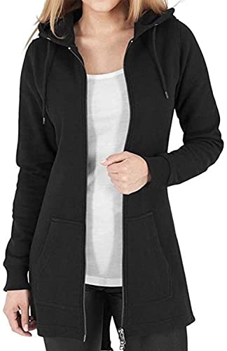 Vancavoo Sudadera con Capucha para Mujer Chaqueta Casual Jerseis Sudaderas de Otoño Ropa Deporte Cárdigan Chandal Invierno con Cremallera Camisa de Entrenamiento con Bolsillo Abrigos(Negro,M)