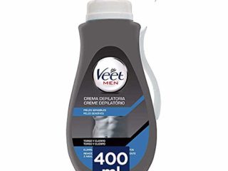 Veet Men Crema Depilatoria Masculina para Pecho Espalda Brazos y Piernas, Pieles Sensibles, 400ml con Dosificador