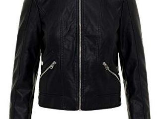 Vero Moda Vmkhloe Favo Faux Leather Jacket Noos Chaqueta, Negro (Black), 40 (Talla del Fabricante: Medium) para Mujer