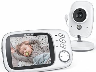 Vigilabebés Cámara, BOIFUN Camara vigilancia Bebe Inteligente con Pantalla LCD de 3.2", VOX, Visión Nocturna, Monitoreo de Temperatura, Despertador, Comunicación Bidireccional, Recargable