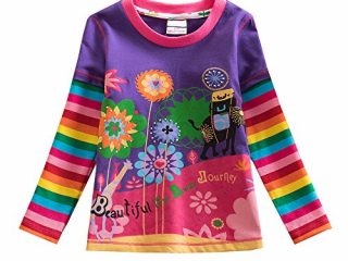 VIKITA Manga Larga Algodón Camisetas T-Shirt Niñas L328PURPLE 6T
