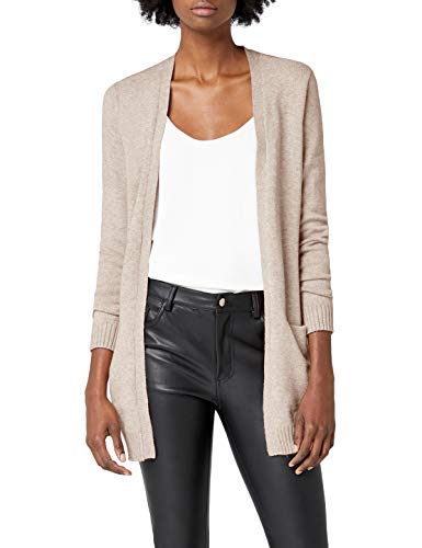 Vila Clothes Viril L/s Open Knit Cardigan-Noos Chaqueta Punto, Beige (Natural Melange Natural Melange), 40 (Talla del Fabricante: Large) para Mujer