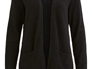 Vila Clothes Viril L/s Open Knit Cardigan-Noos Chaqueta Punto, Negro (Black), 42 (Talla del Fabricante: X-Large) para Mujer