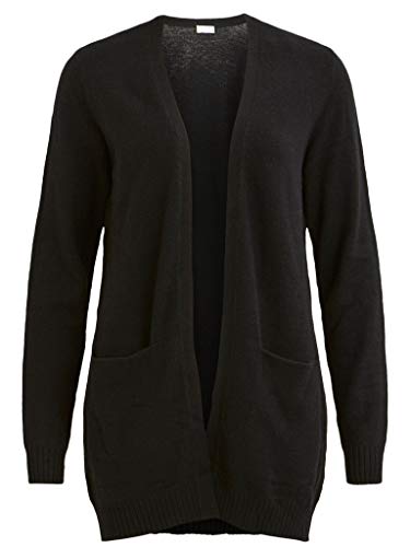 Vila Clothes Viril L/s Open Knit Cardigan-Noos Chaqueta Punto, Negro (Black), 42 (Talla del Fabricante: X-Large) para Mujer