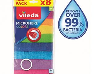 Vileda - Set de 8 bayetas Microfibras Colors, colores variados, 30 x 30 cm, 8 unidades