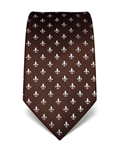 Vincenzo Boretti Corbata de hombre en seda pura, flor de lis marrón oscuro