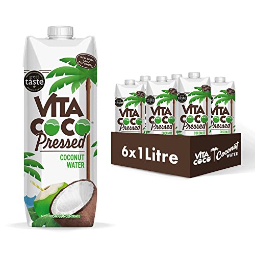 Vita Coco - Agua De Coco Prensada (1L x 6) - Hidratante Natural - Repleto de Electrolitos - Sin Gluten - Lleno de Vitamina C y Potasio