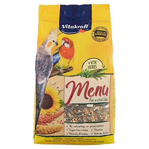 Vitakraft - Menú Premium para Cotorras con Mezcla de Semillas y Frutos Secos, Alimento Principal - 1 kg